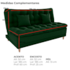 Sofa Cama 2 Lugares 185 cm Duda Veludo Maserati Verde Milani Store