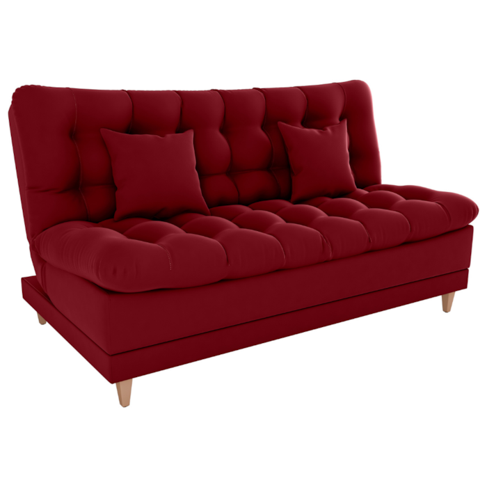 Sofa Cama 2 Lugares 185 cm Duda Veludo Maserati Vermelho Milani Store