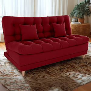 Sofa Cama 2 Lugares 185 cm Duda Veludo Maserati Vermelho Milani Store