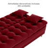 Sofa Cama 2 Lugares 185 cm Duda Veludo Maserati Vermelho Milani Store