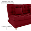 Sofa Cama 2 Lugares 185 cm Duda Veludo Maserati Vermelho Milani Store