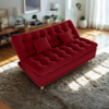 Sofa Cama 2 Lugares 185 cm Duda Veludo Maserati Vermelho Milani Store