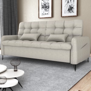 Sofa Cama 2 Lugares 200cm Pillar Linho Plano Milenum Palha Milani Store