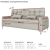 Sofa Cama 2 Lugares 200cm Pillar Linho Plano Milenum Palha Milani Store
