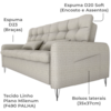 Sofa Cama 2 Lugares 200cm Pillar Linho Plano Milenum Palha Milani Store