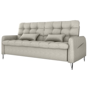 Sofa Cama 2 Lugares 200cm Pillar Linho Vancouver E483 Bege Milani Store