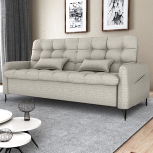 Sofa Cama 2 Lugares 200cm Pillar Linho Vancouver E483 Bege Milani Store