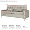 Sofa Cama 2 Lugares 200cm Pillar Linho Vancouver E483 Bege Milani Store