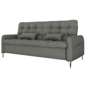 Sofa Cama 2 Lugares 200cm Pillar Linho Vancouver E484 Chumbo Milani Store