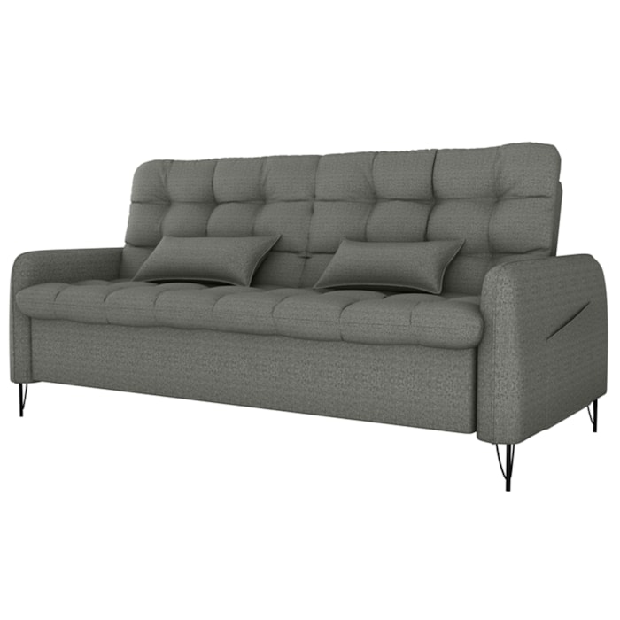Sofa Cama 2 Lugares 200cm Pillar Linho Vancouver E484 Chumbo Milani Store