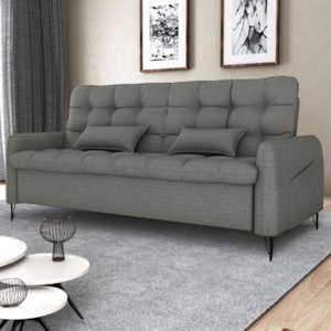 Sofa Cama 2 Lugares 200cm Pillar Linho Vancouver E484 Chumbo Milani Store