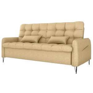 Sofa Cama 2 Lugares 200cm Pillar Linho Vancouver E486 Palha Milani Store
