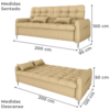 Sofa Cama 2 Lugares 200cm Pillar Linho Vancouver E486 Palha Milani Store