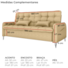 Sofa Cama 2 Lugares 200cm Pillar Linho Vancouver E486 Palha Milani Store