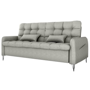 Sofa Cama 2 Lugares 200cm Pillar Linho Vancouver E487 Cinza Milani Store