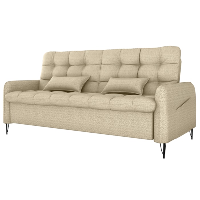 Sofa Cama 2 Lugares 200cm Pillar Linho Vancouver E488 Palha Milani Store