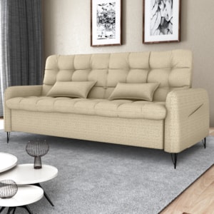 Sofa Cama 2 Lugares 200cm Pillar Linho Vancouver E488 Palha Milani Store