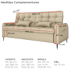 Sofa Cama 2 Lugares 200cm Pillar Linho Vancouver E488 Palha Milani Store