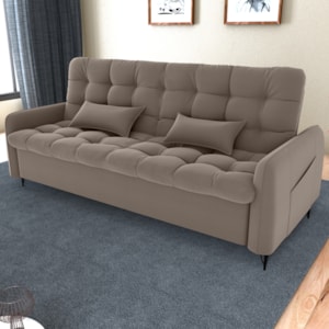 Sofa Cama 2 Lugares 200cm Pillar Veludo E400 Marrom Claro Milani Store