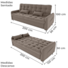 Sofa Cama 2 Lugares 200cm Pillar Veludo E400 Marrom Claro Milani Store