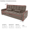 Sofa Cama 2 Lugares 200cm Pillar Veludo E400 Marrom Claro Milani Store