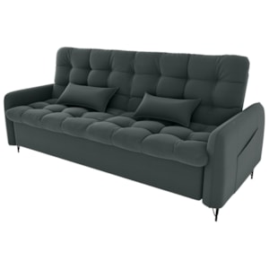 Sofa Cama 2 Lugares 200cm Pillar Veludo E401 Chumbo Milani Store