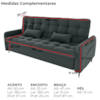 Sofa Cama 2 Lugares 200cm Pillar Veludo E401 Chumbo Milani Store