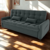 Sofa Cama 2 Lugares 200cm Pillar Veludo E401 Chumbo Milani Store