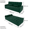 Sofa Cama 2 Lugares 200cm Pillar Veludo E402 Verde Milani Store