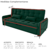 Sofa Cama 2 Lugares 200cm Pillar Veludo E402 Verde Milani Store
