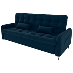 Sofa Cama 2 Lugares 200cm Pillar Veludo E403 Azul Milani Store Sofa Cama 2 Lugares 200cm Pillar Veludo E403 Azul Milani Store