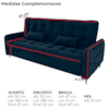 Sofa Cama 2 Lugares 200cm Pillar Veludo E403 Azul Milani Store