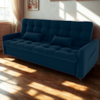 Sofa Cama 2 Lugares 200cm Pillar Veludo E403 Azul Milani Store