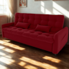 Sofa Cama 2 Lugares 200cm Pillar Veludo E404 Vermelho Milani Store