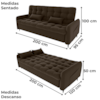 Sofa Cama 2 Lugares 200cm Pillar Veludo E405 Marrom Milani Store