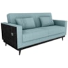 Sofa Cama 2 Lugares 203 cm Boucle Azul Corino Preto Milani Store