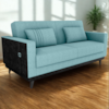 Sofa Cama 2 Lugares 203 cm Boucle Azul Corino Preto Milani Store