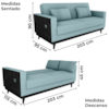 Sofa Cama 2 Lugares 203 cm Boucle Azul Corino Preto Milani Store