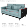 Sofa Cama 2 Lugares 203 cm Boucle Azul Corino Preto Milani Store