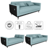 Sofa Cama 2 Lugares 203 cm Boucle Azul Corino Preto Milani Store