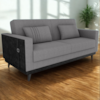 Sofa Cama 2 Lugares 203 cm Boucle Cinza Corino Preto Milani Store