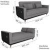 Sofa Cama 2 Lugares 203 cm Boucle Cinza Corino Preto Milani Store