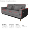 Sofa Cama 2 Lugares 203 cm Boucle Cinza Corino Preto Milani Store