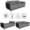 Sofa Cama 2 Lugares 203 cm Boucle Cinza Corino Preto Milani Store