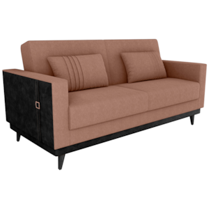 Sofa Cama 2 Lugares 203 cm Boucle Marrom Corino Preto Milani Store Sofa Cama 2 Lugares 203 cm Boucle Marrom Corino Preto Milani Store