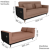 Sofa Cama 2 Lugares 203 cm Boucle Marrom Corino Preto Milani Store