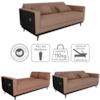 Sofa Cama 2 Lugares 203 cm Boucle Marrom Corino Preto Milani Store