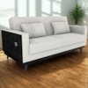 Sofa Cama 2 Lugares 203 cm Boucle Natural Corino Preto Milani Store