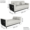 Sofa Cama 2 Lugares 203 cm Boucle Natural Corino Preto Milani Store