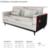 Sofa Cama 2 Lugares 203 cm Boucle Natural Corino Preto Milani Store